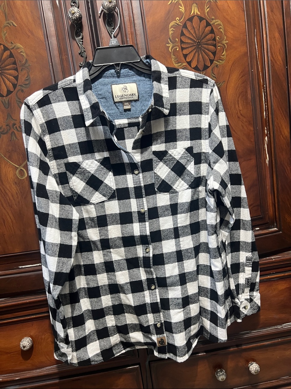 Legendary Whitetails Black & White Plaid Button-Down Shirt